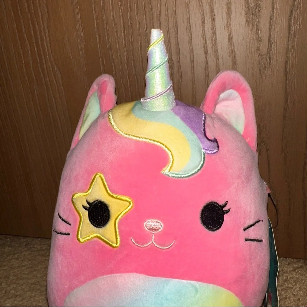 Squishmallows Sienna Pink Caticorn Cat Unicorn Rainbow Belly Mane Star Eye Plush